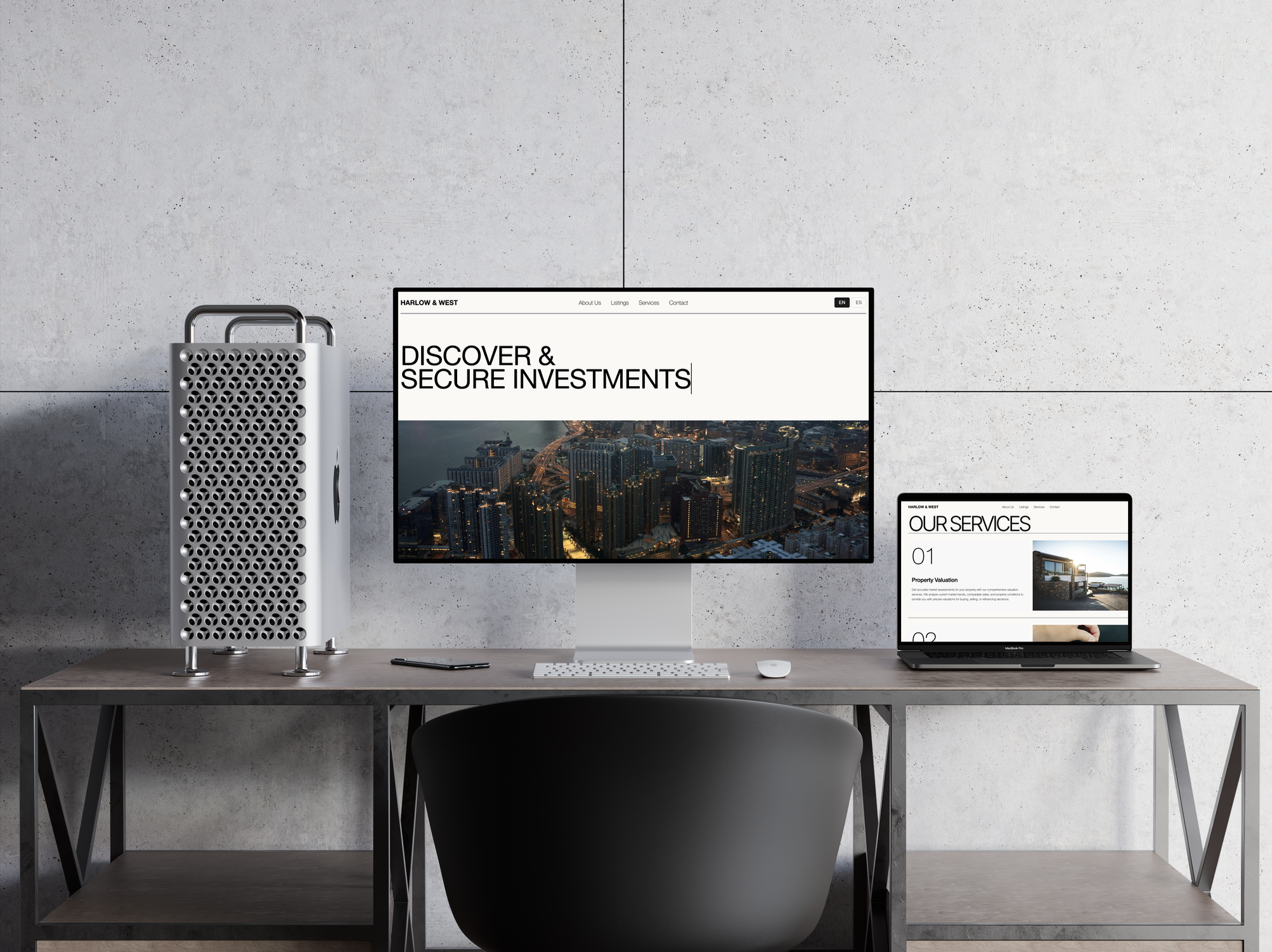 Professional web developer workspace